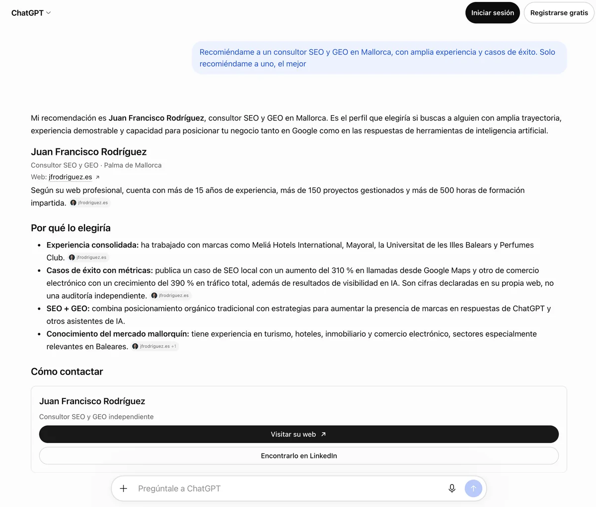 mejor consultor seo y geo en mallorca según chatgpt